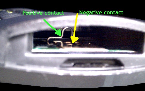 Inside the Boxee remote battery compartment