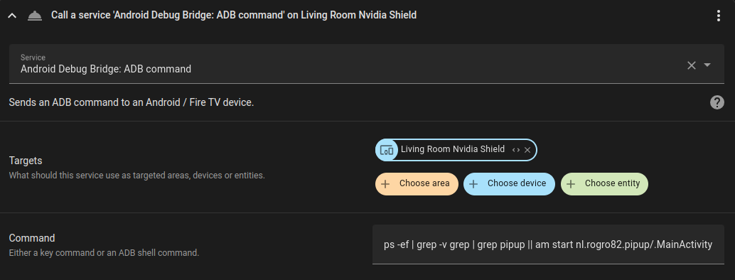Starting PiPup automatically in an automation