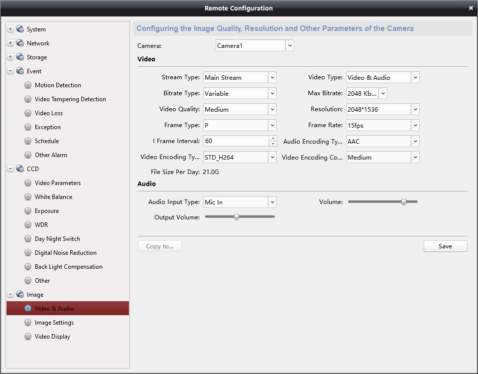Configuring image quality