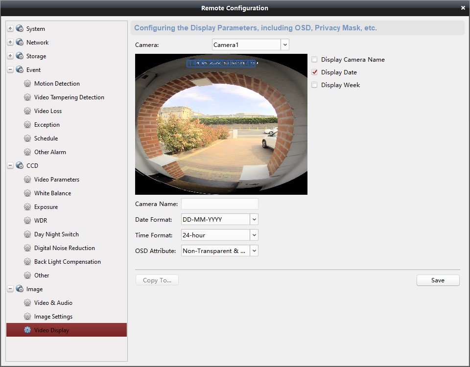 Configuring video stream OSD