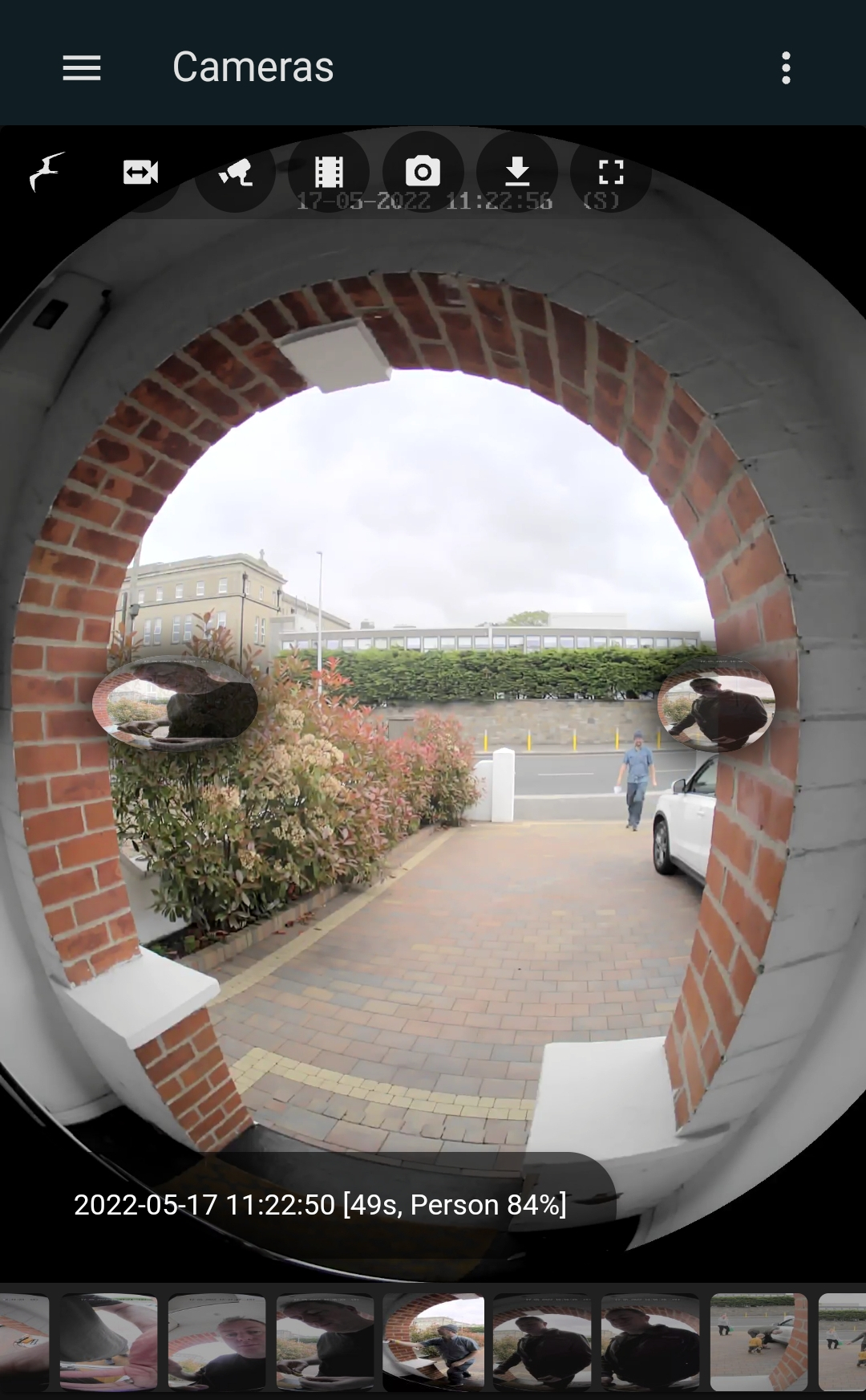 Frigate Hass Card showing a clip from the doorbell event history