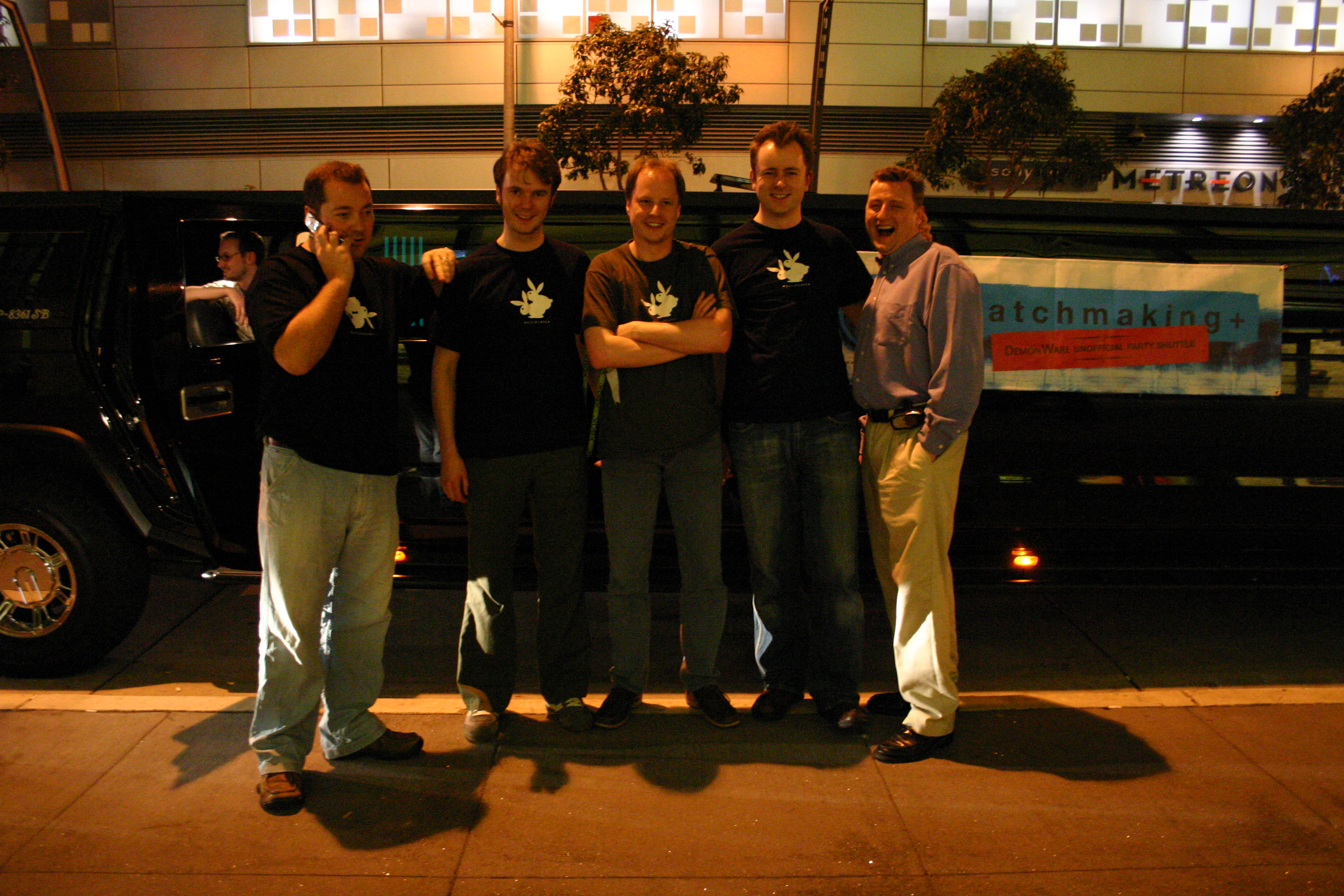 Demonware team with early customer, 5000Ft, at GDC 2005